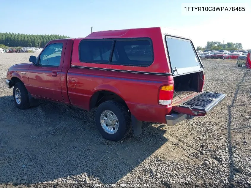 1998 Ford Ranger Splash/Xl/Xlt VIN: 1FTYR10C8WPA78485 Lot: 40027106