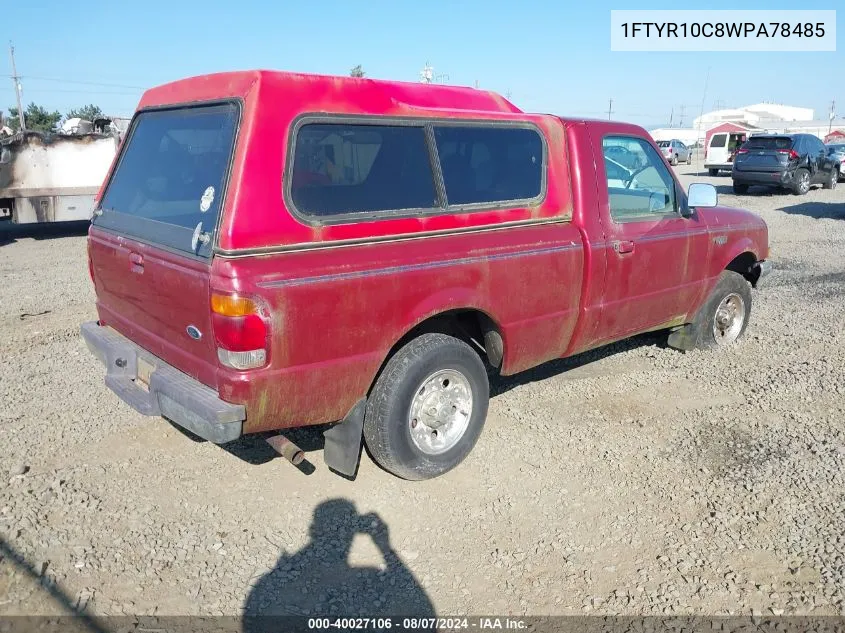 1998 Ford Ranger Splash/Xl/Xlt VIN: 1FTYR10C8WPA78485 Lot: 40027106