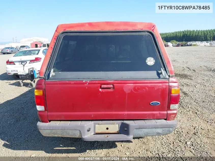 1998 Ford Ranger Splash/Xl/Xlt VIN: 1FTYR10C8WPA78485 Lot: 40027106