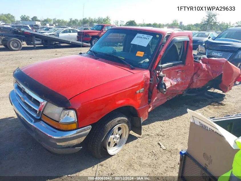 1998 Ford Ranger Splash/Xl/Xlt VIN: 1FTYR10X1WPA29633 Lot: 40063043