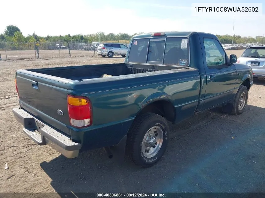 1998 Ford Ranger Splash/Xl/Xlt VIN: 1FTYR10C8WUA52602 Lot: 40306861