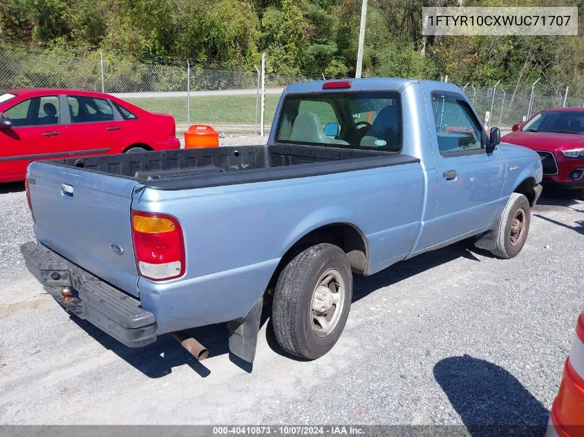 1998 Ford Ranger Splash/Xl/Xlt VIN: 1FTYR10CXWUC71707 Lot: 40410873