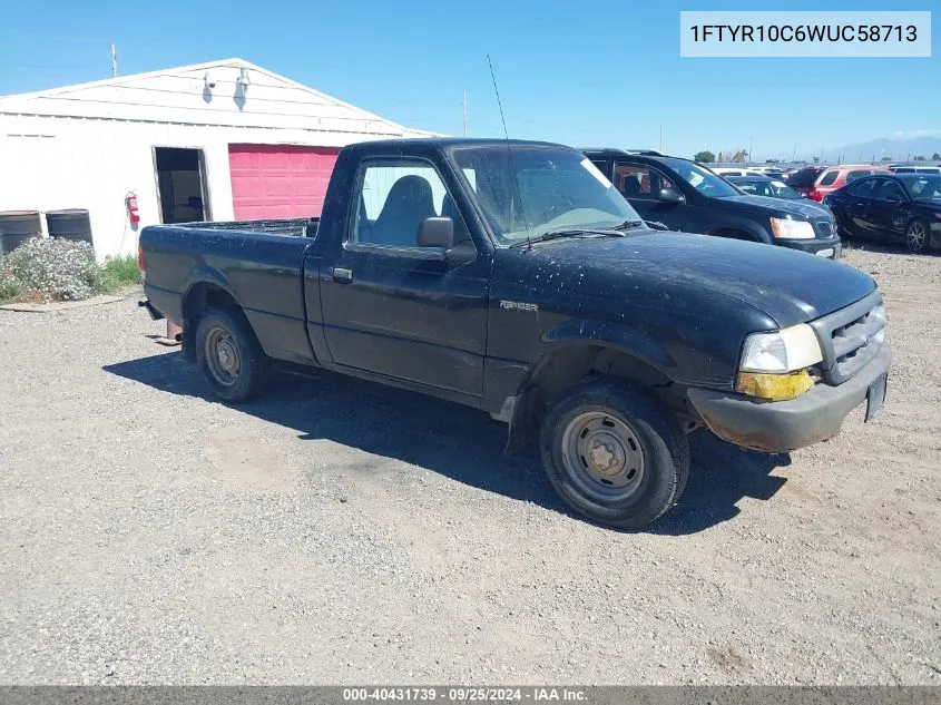 1998 Ford Ranger Splash/Xl/Xlt VIN: 1FTYR10C6WUC58713 Lot: 40431739