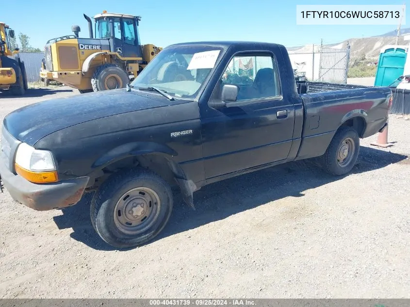 1998 Ford Ranger Splash/Xl/Xlt VIN: 1FTYR10C6WUC58713 Lot: 40431739