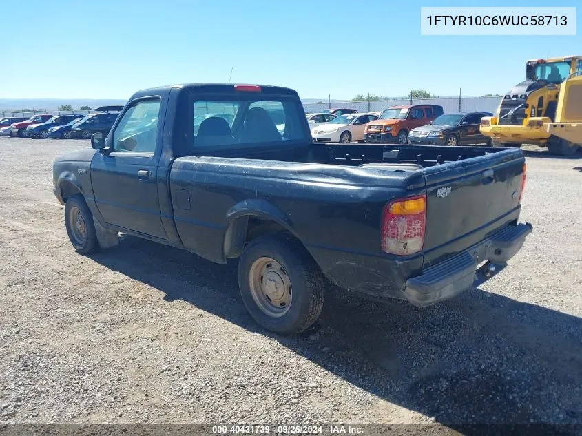 1998 Ford Ranger Splash/Xl/Xlt VIN: 1FTYR10C6WUC58713 Lot: 40431739