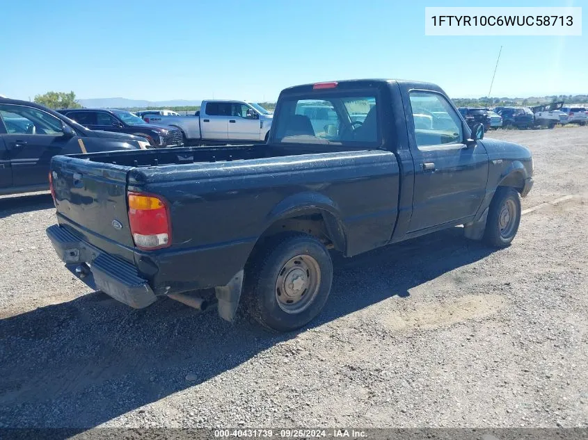 1998 Ford Ranger Splash/Xl/Xlt VIN: 1FTYR10C6WUC58713 Lot: 40431739