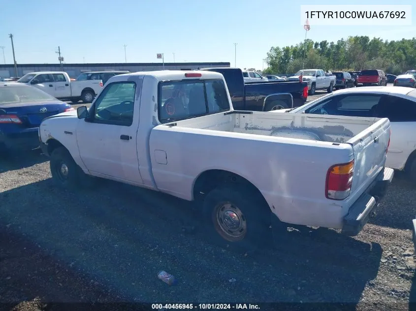 1998 Ford Ranger Splash/Xl/Xlt VIN: 1FTYR10C0WUA67692 Lot: 40456945