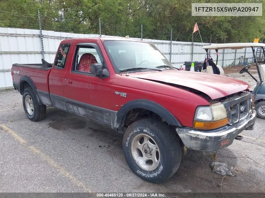 1998 Ford Ranger Splash/Xl/Xlt VIN: 1FTZR15X5WPA20947 Lot: 40465120