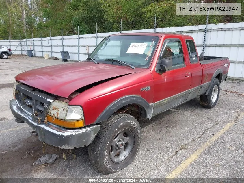 1998 Ford Ranger Splash/Xl/Xlt VIN: 1FTZR15X5WPA20947 Lot: 40465120