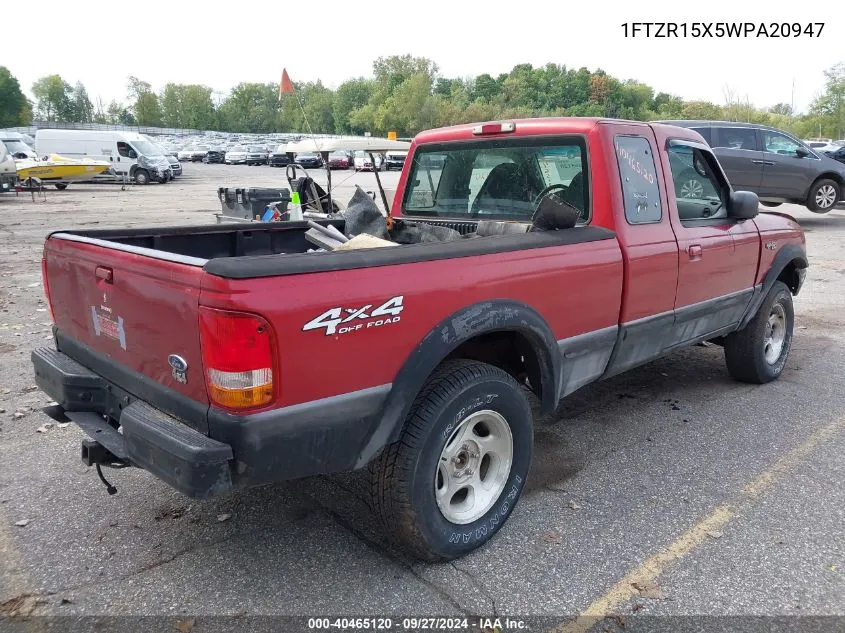 1998 Ford Ranger Splash/Xl/Xlt VIN: 1FTZR15X5WPA20947 Lot: 40465120