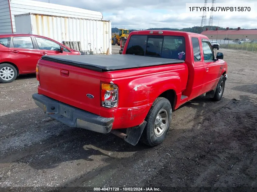 1998 Ford Ranger Splash/Xl/Xlt VIN: 1FTYR14U7WPB15870 Lot: 40471728