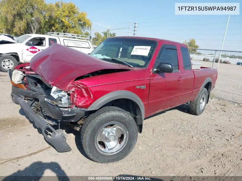 1998 Ford Ranger Splash/Xl/Xlt VIN: 1FTZR15U5WPA94987 Lot: 40580606