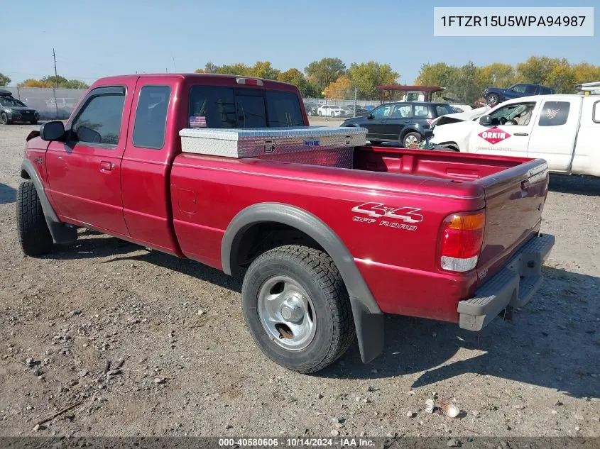 1998 Ford Ranger Splash/Xl/Xlt VIN: 1FTZR15U5WPA94987 Lot: 40580606