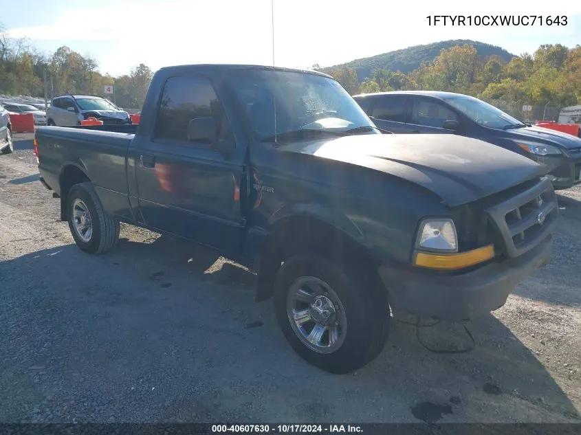 1998 Ford Ranger Splash/Xl/Xlt VIN: 1FTYR10CXWUC71643 Lot: 40607630