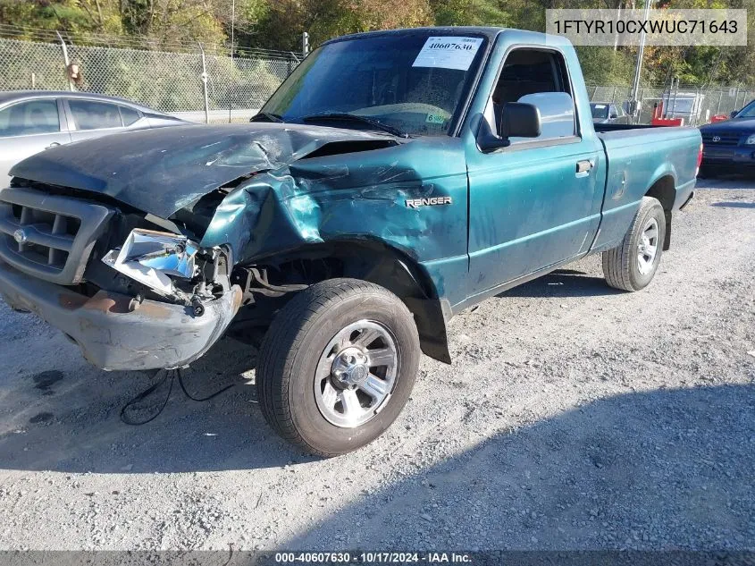 1998 Ford Ranger Splash/Xl/Xlt VIN: 1FTYR10CXWUC71643 Lot: 40607630