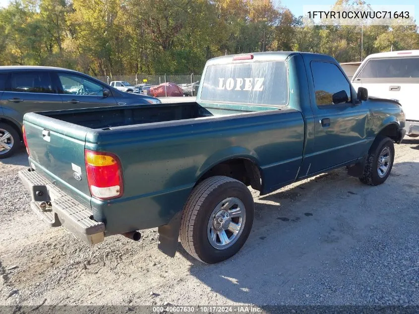 1998 Ford Ranger Splash/Xl/Xlt VIN: 1FTYR10CXWUC71643 Lot: 40607630