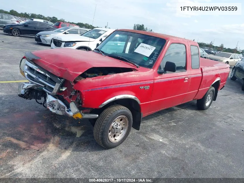 1998 Ford Ranger Super Cab VIN: 1FTYRI4U2WPV03559 Lot: 40628317