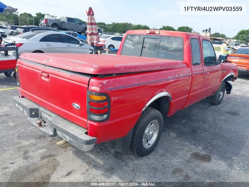 1998 Ford Ranger Super Cab VIN: 1FTYRI4U2WPV03559 Lot: 40628317