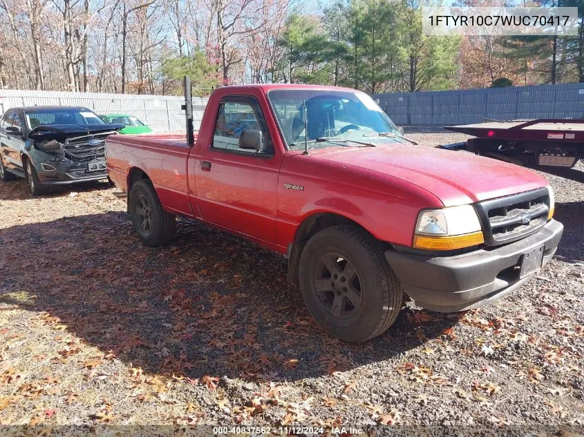 1998 Ford Ranger Splash/Xl/Xlt VIN: 1FTYR10C7WUC70417 Lot: 40837562