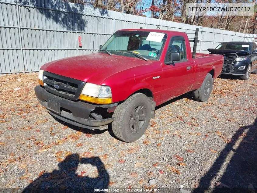 1998 Ford Ranger Splash/Xl/Xlt VIN: 1FTYR10C7WUC70417 Lot: 40837562