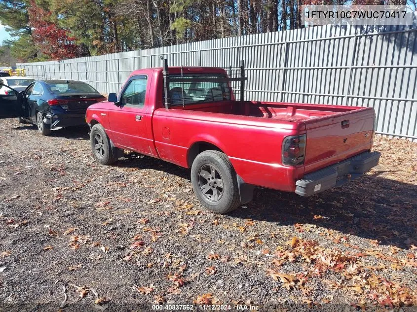 1998 Ford Ranger Splash/Xl/Xlt VIN: 1FTYR10C7WUC70417 Lot: 40837562