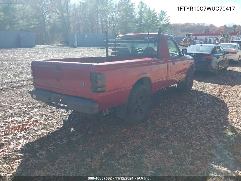 1998 Ford Ranger Splash/Xl/Xlt VIN: 1FTYR10C7WUC70417 Lot: 40837562