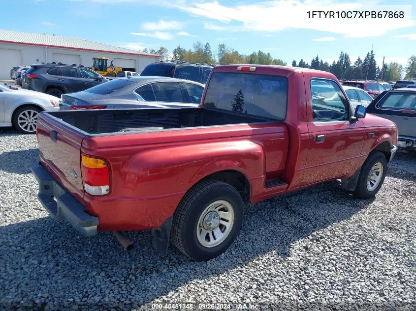 1999 Ford Ranger Xl/Xlt VIN: 1FTYR10C7XPB67868 Lot: 40451348