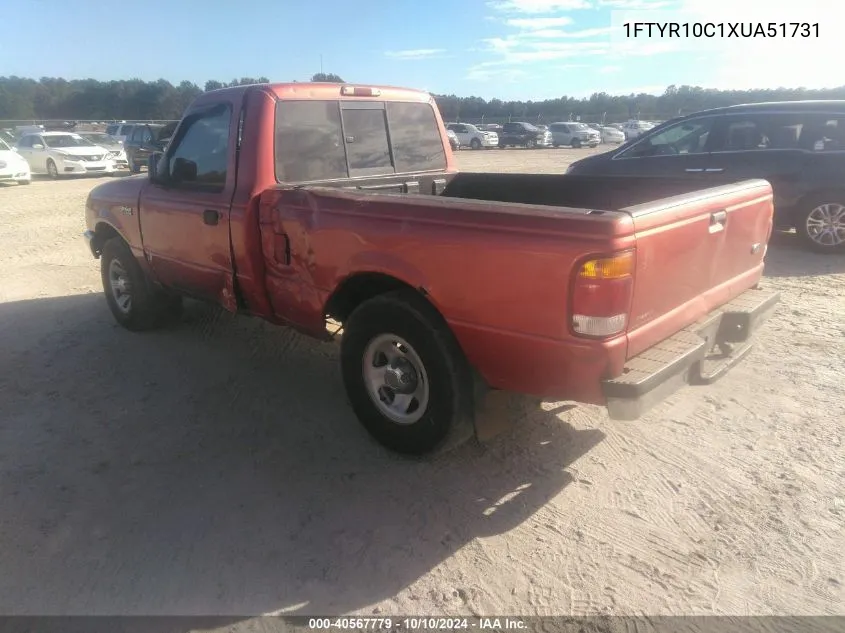 1999 Ford Ranger Xl/Xlt VIN: 1FTYR10C1XUA51731 Lot: 40567779