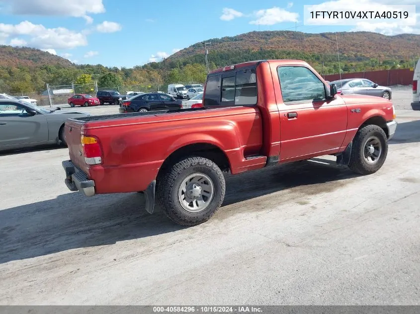 1999 Ford Ranger Xl/Xlt VIN: 1FTYR10V4XTA40519 Lot: 40584296