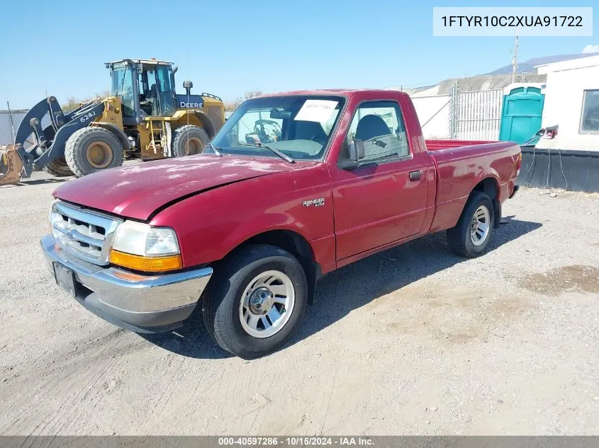 1999 Ford Ranger Xl/Xlt VIN: 1FTYR10C2XUA91722 Lot: 40597286