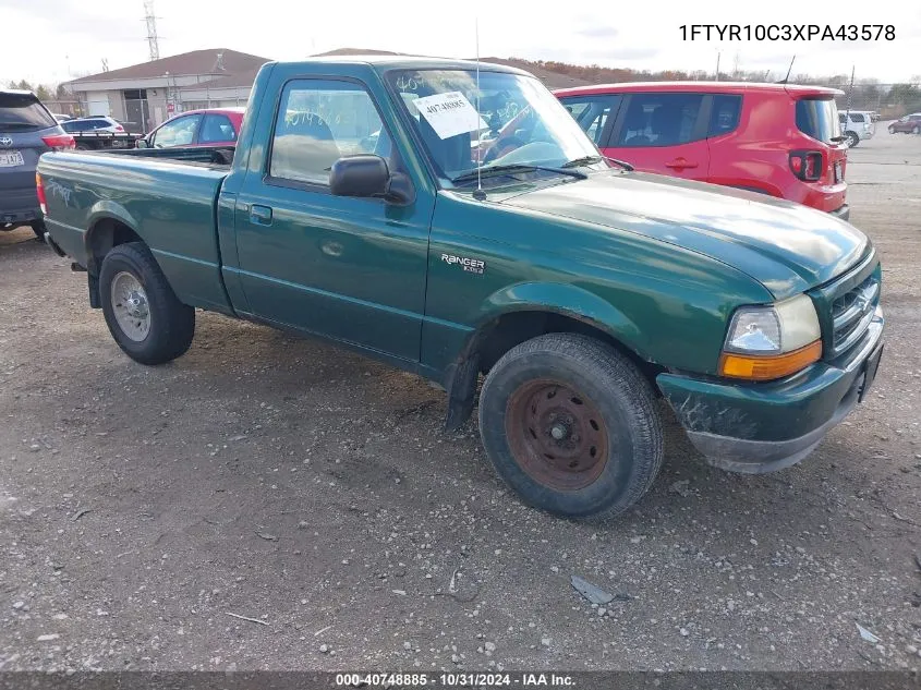 1999 Ford Ranger Xl/Xlt VIN: 1FTYR10C3XPA43578 Lot: 40748885