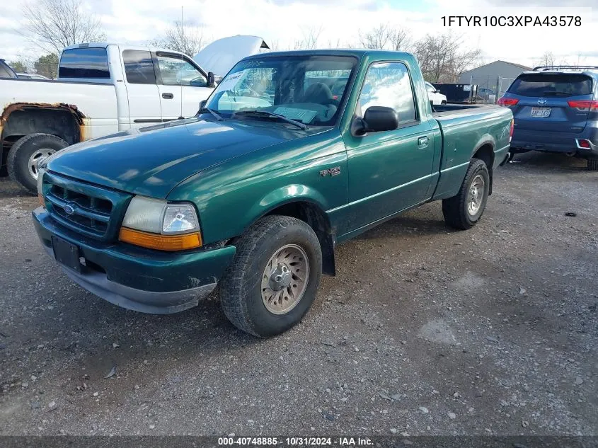 1999 Ford Ranger Xl/Xlt VIN: 1FTYR10C3XPA43578 Lot: 40748885