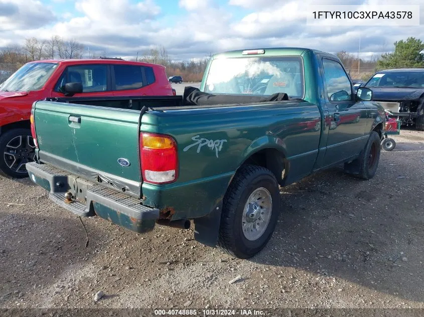 1999 Ford Ranger Xl/Xlt VIN: 1FTYR10C3XPA43578 Lot: 40748885