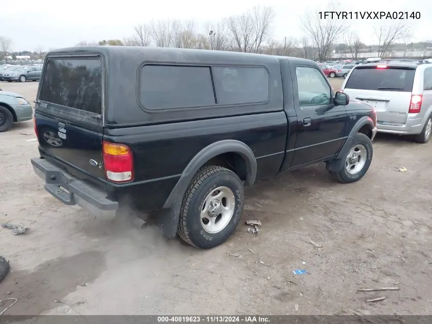 1999 Ford Ranger Xl/Xlt VIN: 1FTYR11VXXPA02140 Lot: 40819623