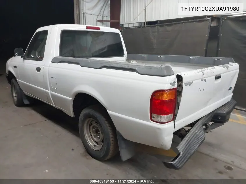 1999 Ford Ranger Xl/Xlt VIN: 1FTYR10C2XUA91980 Lot: 40919159