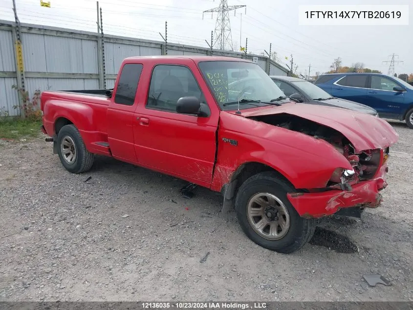 2000 Ford Ranger Super Cab VIN: 1FTYR14X7YTB20619 Lot: 12136035