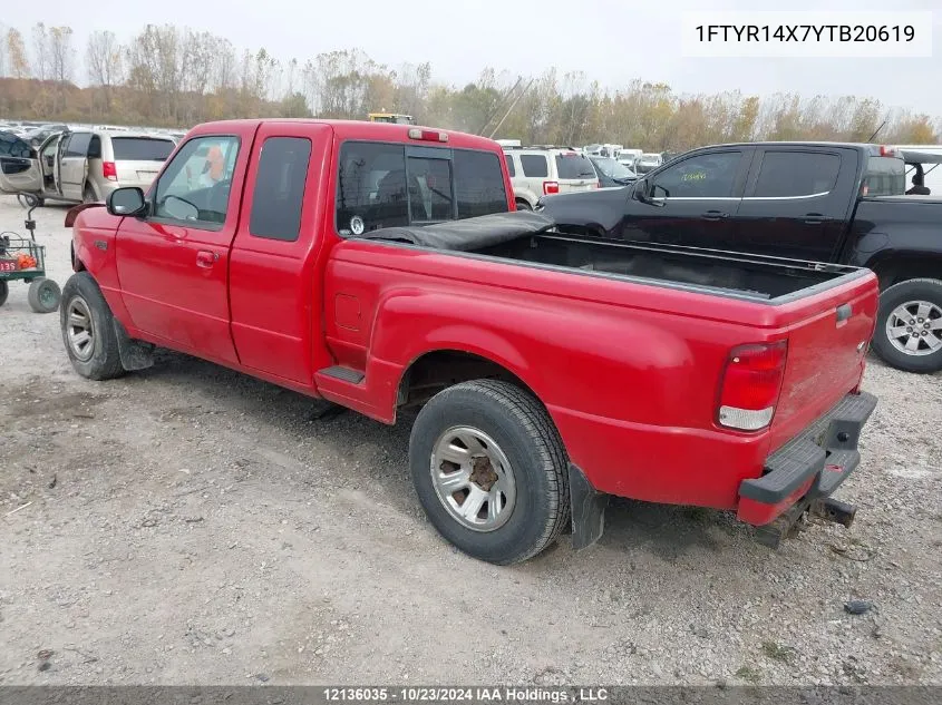 2000 Ford Ranger Super Cab VIN: 1FTYR14X7YTB20619 Lot: 12136035