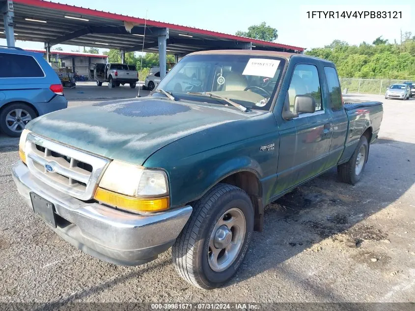 2000 Ford Ranger Xl/Xlt VIN: 1FTYR14V4YPB83121 Lot: 39981571