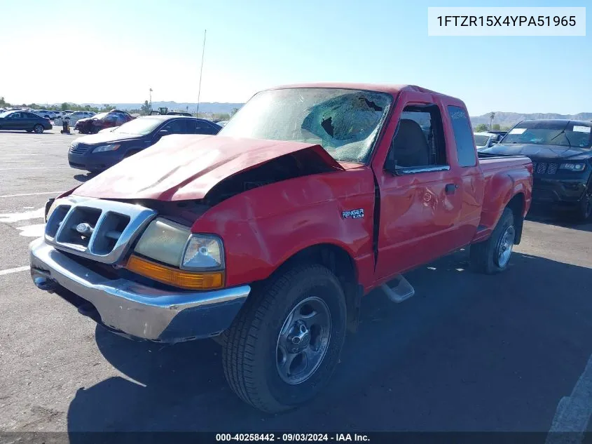 2000 Ford Ranger Xlt VIN: 1FTZR15X4YPA51965 Lot: 40258442