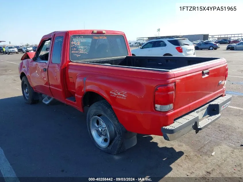 2000 Ford Ranger Xlt VIN: 1FTZR15X4YPA51965 Lot: 40258442