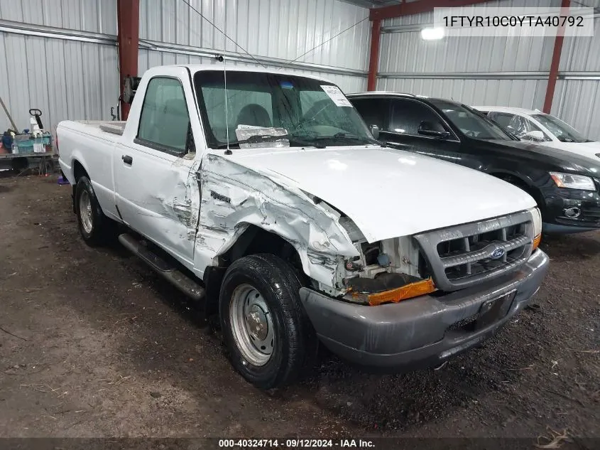 1FTYR10C0YTA40792 2000 Ford Ranger