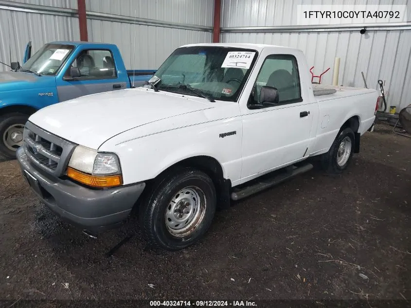 1FTYR10C0YTA40792 2000 Ford Ranger