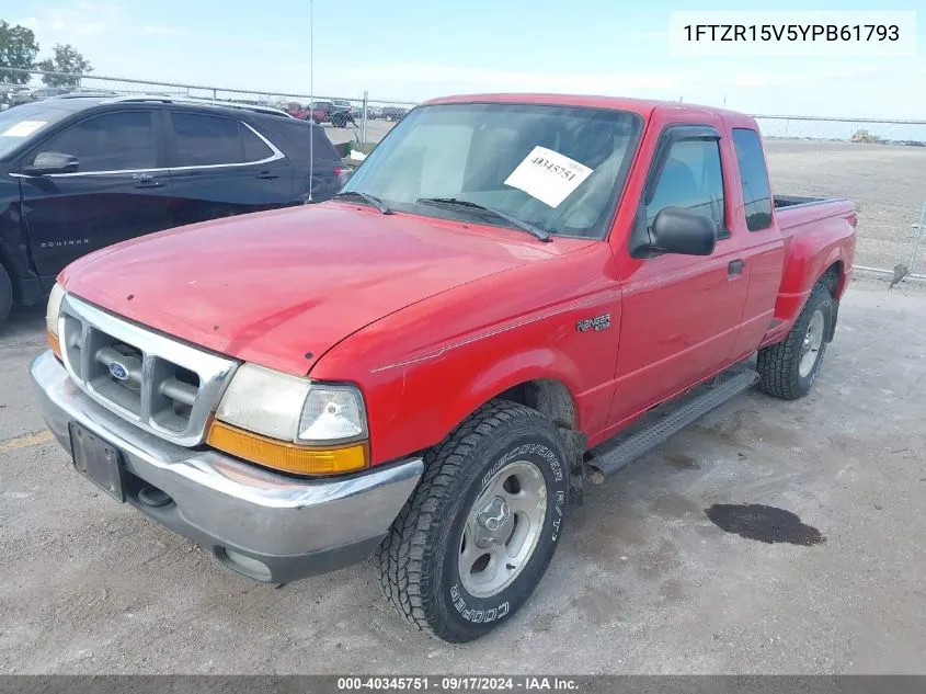 2000 Ford Ranger Super Cab VIN: 1FTZR15V5YPB61793 Lot: 40345751