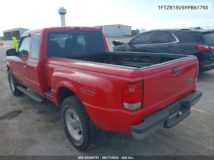 2000 Ford Ranger Super Cab VIN: 1FTZR15V5YPB61793 Lot: 40345751