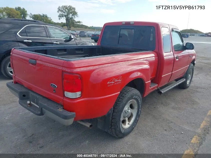 2000 Ford Ranger Super Cab VIN: 1FTZR15V5YPB61793 Lot: 40345751