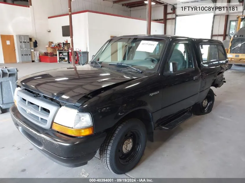 2000 Ford Ranger Xl/Xlt VIN: 1FTYR10C8YPB11181 Lot: 40394001