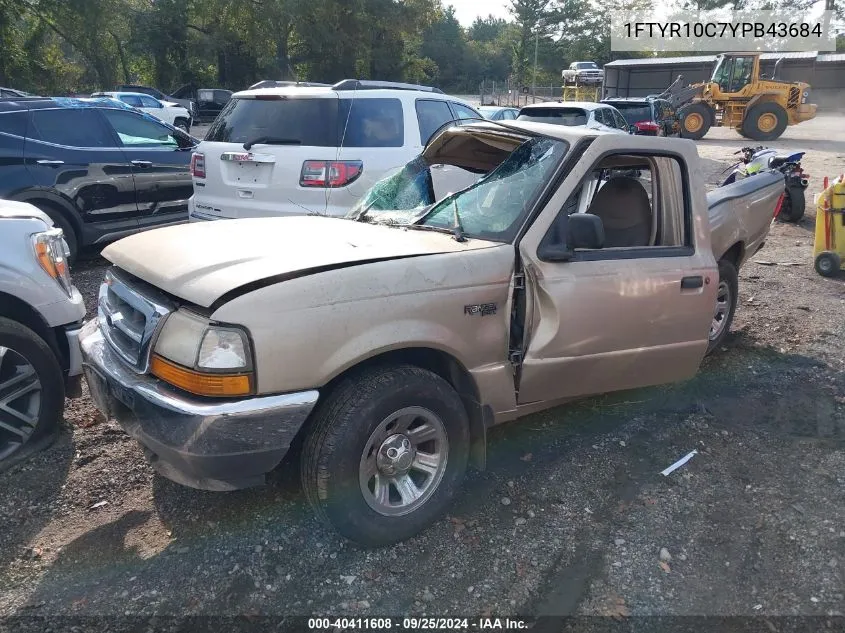 2000 Ford Ranger Xl/Xlt VIN: 1FTYR10C7YPB43684 Lot: 40411608