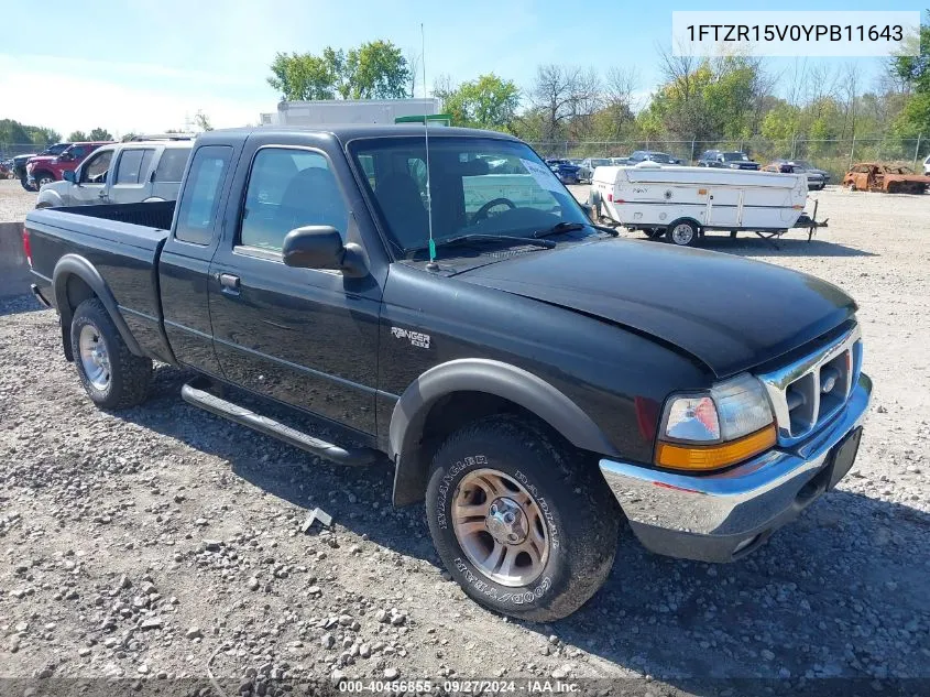 2000 Ford Ranger Xl/Xlt VIN: 1FTZR15V0YPB11643 Lot: 40456855