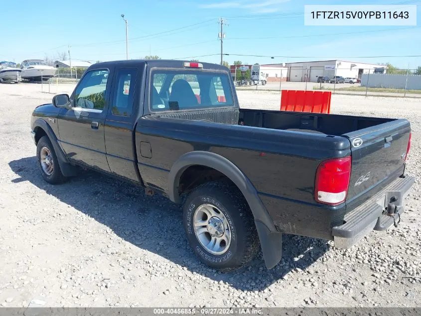 2000 Ford Ranger Xl/Xlt VIN: 1FTZR15V0YPB11643 Lot: 40456855