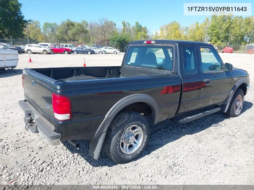 2000 Ford Ranger Xl/Xlt VIN: 1FTZR15V0YPB11643 Lot: 40456855